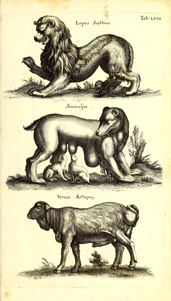 An illustration from Historiae naturalis de quadrupetibus libri : cum aeneis figuris; [Historiae naturalis de serpentibus libri II ; Historiae naturalis de insectis libri III ; Historiae naturalis de exanguibus aquaticis libri IV ; Historiae naturalis de piscibus et cetis libri V ; Historiae naturalis de avibus libri VI], 1650, leaf 242