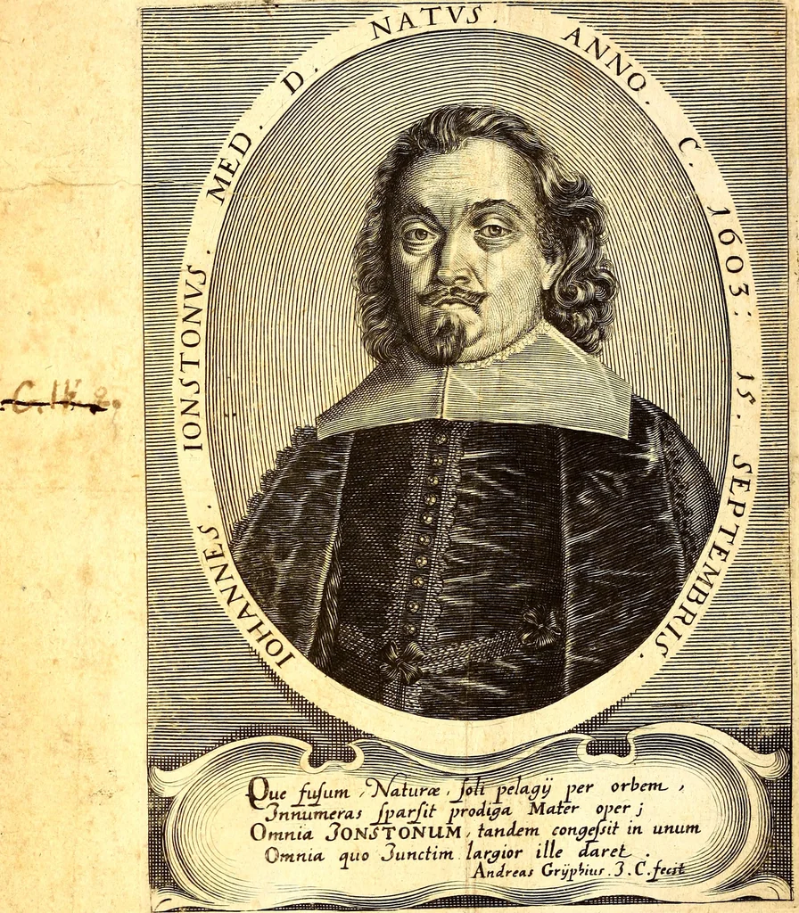 An illustration from Historiae naturalis de quadrupetibus libri : cum aeneis figuris; [Historiae naturalis de serpentibus libri II ; Historiae naturalis de insectis libri III ; Historiae naturalis de exanguibus aquaticis libri IV ; Historiae naturalis de piscibus et cetis libri V ; Historiae naturalis de avibus libri VI], 1650, leaf 5