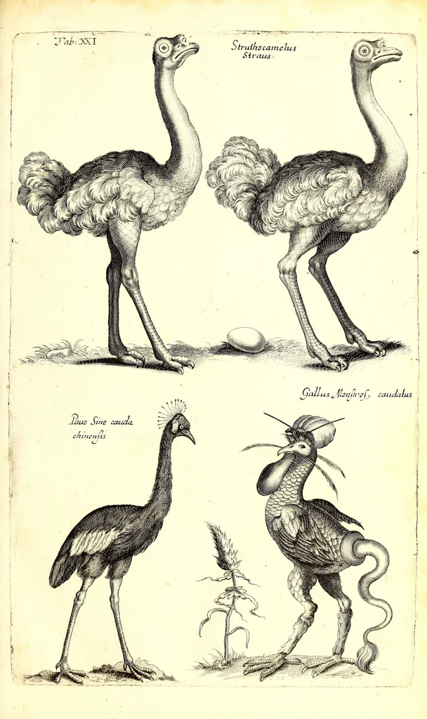 An illustration from Historiae naturalis de quadrupetibus libri : cum aeneis figuris; [Historiae naturalis de serpentibus libri II ; Historiae naturalis de insectis libri III ; Historiae naturalis de exanguibus aquaticis libri IV ; Historiae naturalis de piscibus et cetis libri V ; Historiae naturalis de avibus libri VI], 1650, leaf 100