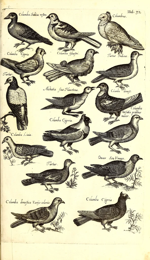 An illustration from Historiae naturalis de quadrupetibus libri : cum aeneis figuris; [Historiae naturalis de serpentibus libri II ; Historiae naturalis de insectis libri III ; Historiae naturalis de exanguibus aquaticis libri IV ; Historiae naturalis de piscibus et cetis libri V ; Historiae naturalis de avibus libri VI], 1650, leaf 156