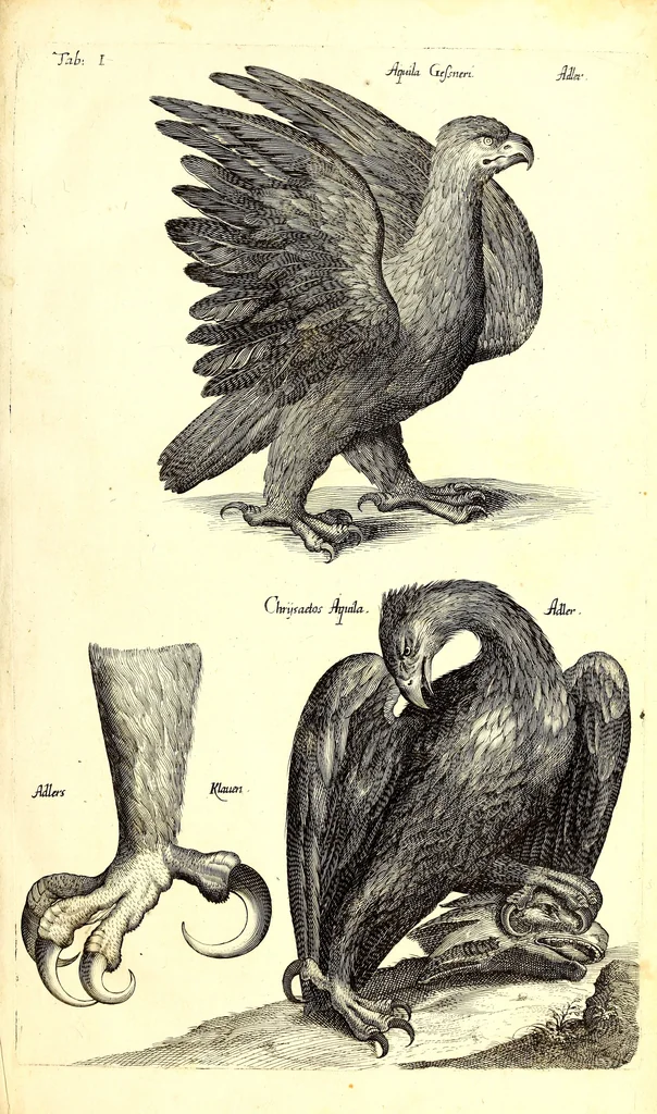 An illustration from Historiae naturalis de quadrupetibus libri : cum aeneis figuris; [Historiae naturalis de serpentibus libri II ; Historiae naturalis de insectis libri III ; Historiae naturalis de exanguibus aquaticis libri IV ; Historiae naturalis de piscibus et cetis libri V ; Historiae naturalis de avibus libri VI], 1650, leaf 16