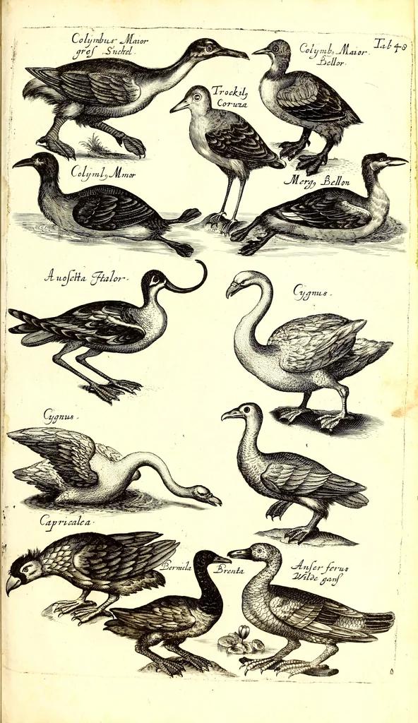 An illustration from Historiae naturalis de quadrupetibus libri : cum aeneis figuris; [Historiae naturalis de serpentibus libri II ; Historiae naturalis de insectis libri III ; Historiae naturalis de exanguibus aquaticis libri IV ; Historiae naturalis de piscibus et cetis libri V ; Historiae naturalis de avibus libri VI], 1650, leaf 236