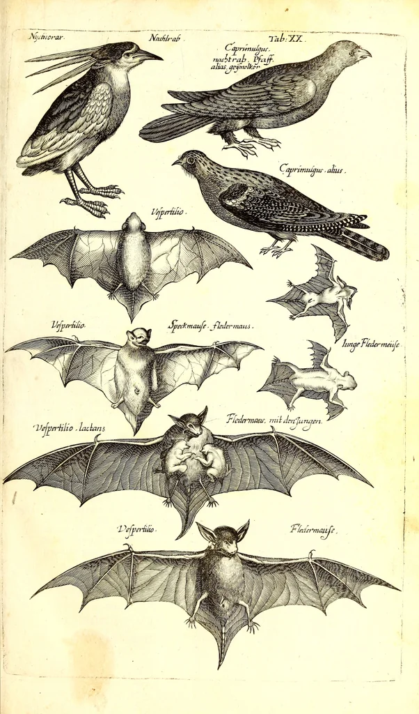 An illustration from Historiae naturalis de quadrupetibus libri : cum aeneis figuris; [Historiae naturalis de serpentibus libri II ; Historiae naturalis de insectis libri III ; Historiae naturalis de exanguibus aquaticis libri IV ; Historiae naturalis de piscibus et cetis libri V ; Historiae naturalis de avibus libri VI], 1650, leaf 96