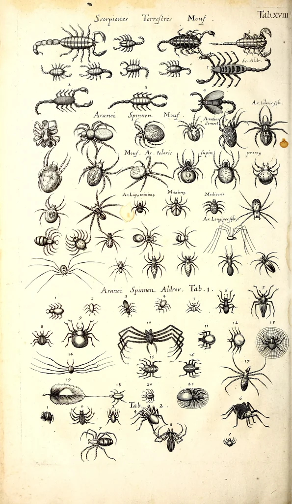 An illustration from Historiae naturalis de quadrupetibus libri : cum aeneis figuris; [Historiae naturalis de serpentibus libri II ; Historiae naturalis de insectis libri III ; Historiae naturalis de exanguibus aquaticis libri IV ; Historiae naturalis de piscibus et cetis libri V ; Historiae naturalis de avibus libri VI], 1650, leaf 169