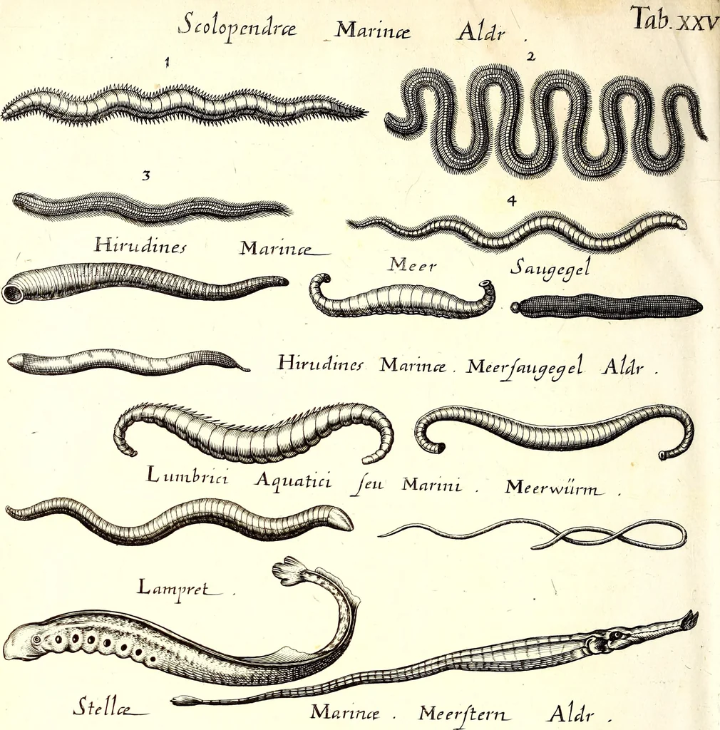 An illustration from Historiae naturalis de quadrupetibus libri : cum aeneis figuris; [Historiae naturalis de serpentibus libri II ; Historiae naturalis de insectis libri III ; Historiae naturalis de exanguibus aquaticis libri IV ; Historiae naturalis de piscibus et cetis libri V ; Historiae naturalis de avibus libri VI], 1650, leaf 249