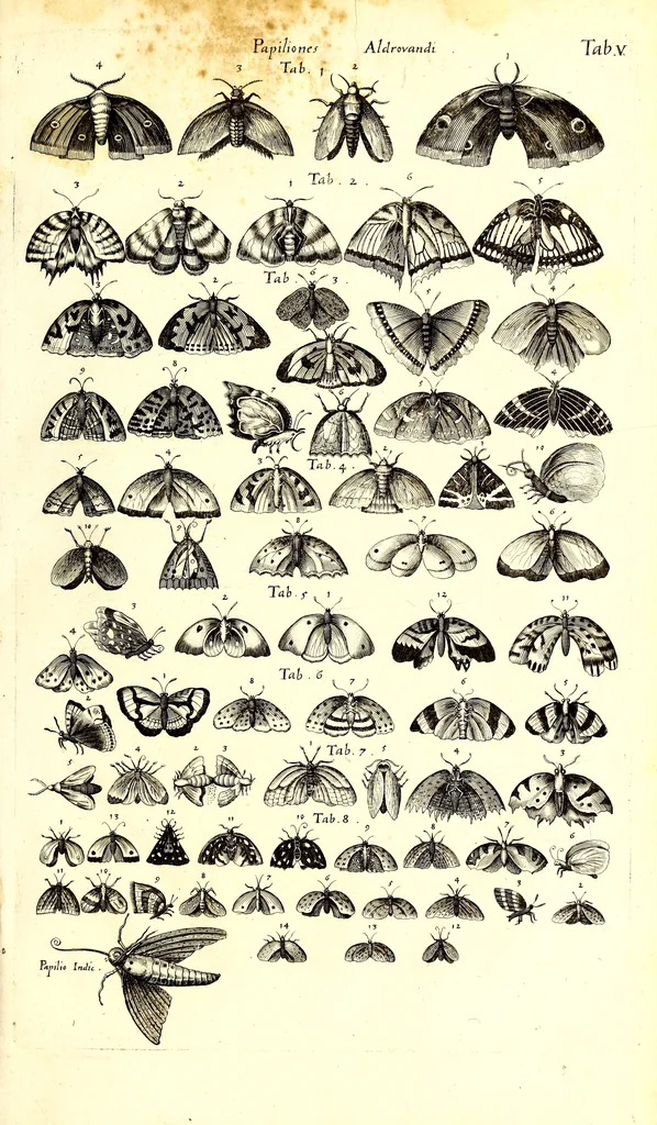 An illustration from Historiae naturalis de quadrupetibus libri : cum aeneis figuris; [Historiae naturalis de serpentibus libri II ; Historiae naturalis de insectis libri III ; Historiae naturalis de exanguibus aquaticis libri IV ; Historiae naturalis de piscibus et cetis libri V ; Historiae naturalis de avibus libri VI], 1650, leaf 58