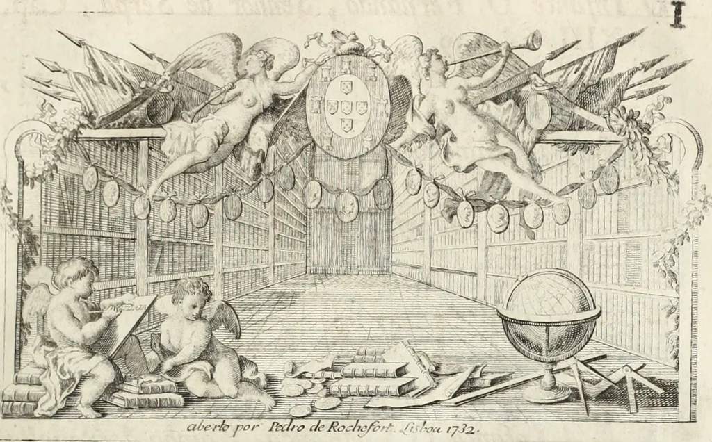 An illustration from Historia genealogica da casa real portugueza : desde a sua origem até o presente, com as familias illustres, que precedem dos reys, e dos serenissimos duques de Bragança ..., 1735, leaf 26