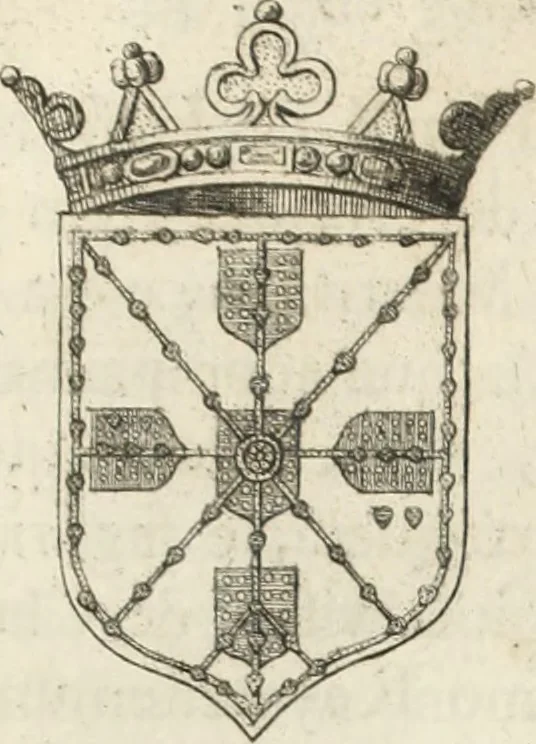 An illustration from Historia genealogica da casa real portugueza : desde a sua origem até o presente, com as familias illustres, que precedem dos reys, e dos serenissimos duques de Bragança ..., 1735, leaf 322