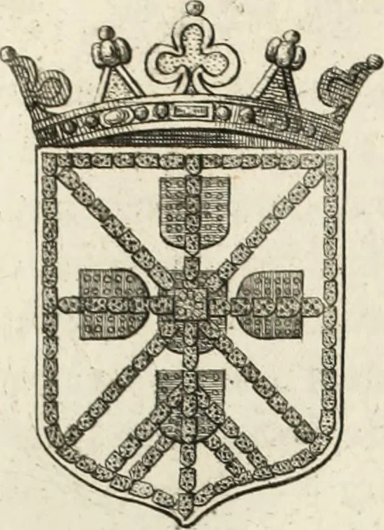 An illustration from Historia genealogica da casa real portugueza : desde a sua origem até o presente, com as familias illustres, que precedem dos reys, e dos serenissimos duques de Bragança ..., 1735, leaf 356