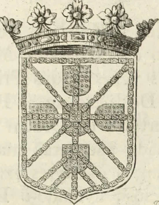 An illustration from Historia genealogica da casa real portugueza : desde a sua origem até o presente, com as familias illustres, que precedem dos reys, e dos serenissimos duques de Bragança ..., 1735, leaf 374