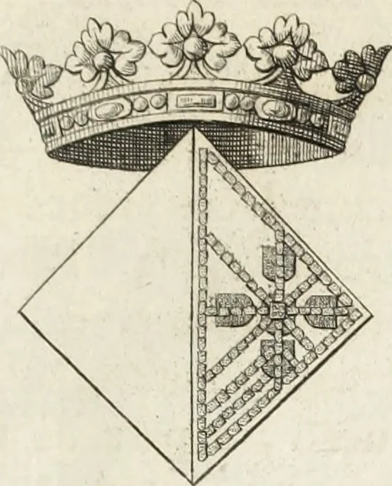 An illustration from Historia genealogica da casa real portugueza : desde a sua origem até o presente, com as familias illustres, que precedem dos reys, e dos serenissimos duques de Bragança ..., 1735, leaf 408