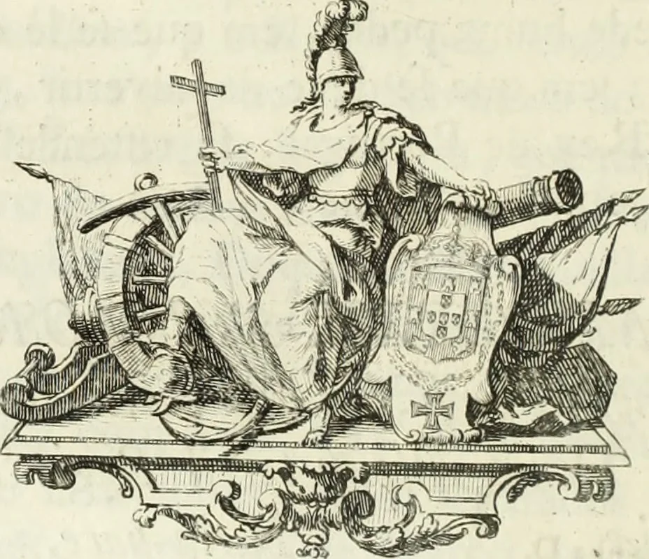 An illustration from Historia genealogica da casa real portugueza : desde a sua origem até o presente, com as familias illustres, que precedem dos reys, e dos serenissimos duques de Bragança ..., 1735, leaf 425