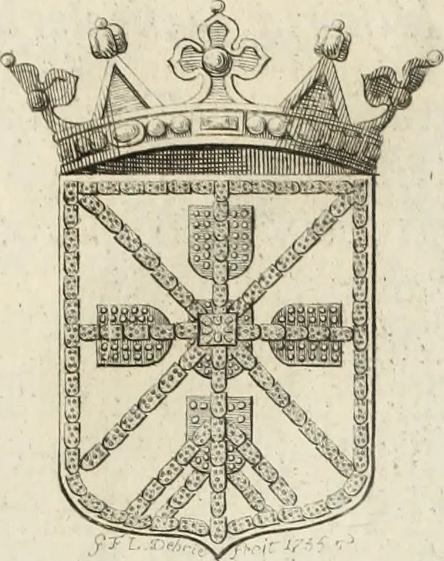 An illustration from Historia genealogica da casa real portugueza : desde a sua origem até o presente, com as familias illustres, que precedem dos reys, e dos serenissimos duques de Bragança ..., 1735, leaf 446