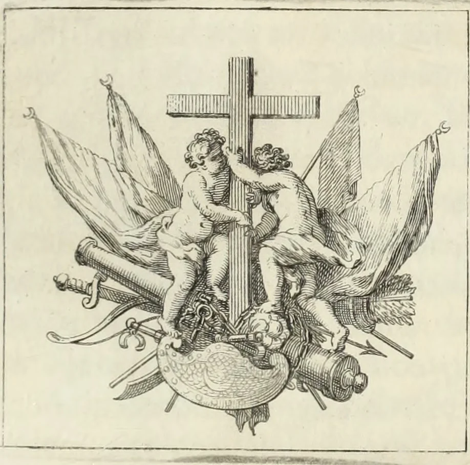An illustration from Historia genealogica da casa real portugueza : desde a sua origem até o presente, com as familias illustres, que precedem dos reys, e dos serenissimos duques de Bragança ..., 1735, leaf 450