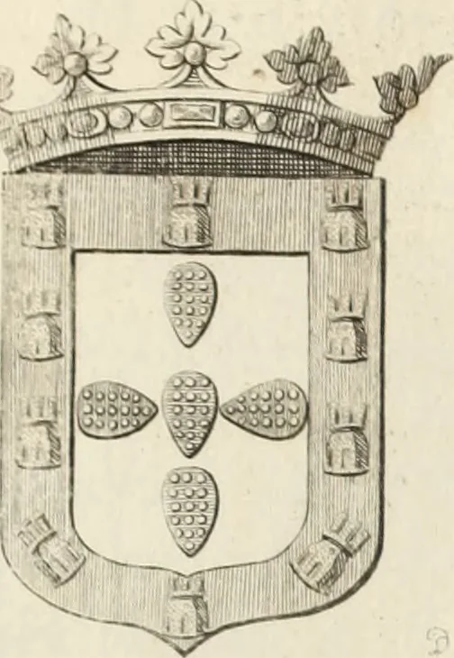 An illustration from Historia genealogica da casa real portugueza : desde a sua origem até o presente, com as familias illustres, que precedem dos reys, e dos serenissimos duques de Bragança ..., 1735, leaf 482