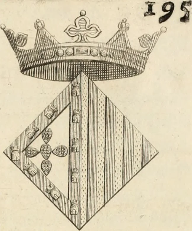 An illustration from Historia genealogica da casa real portugueza : desde a sua origem até o presente, com as familias illustres, que precedem dos reys, e dos serenissimos duques de Bragança ..., 1735, leaf 496