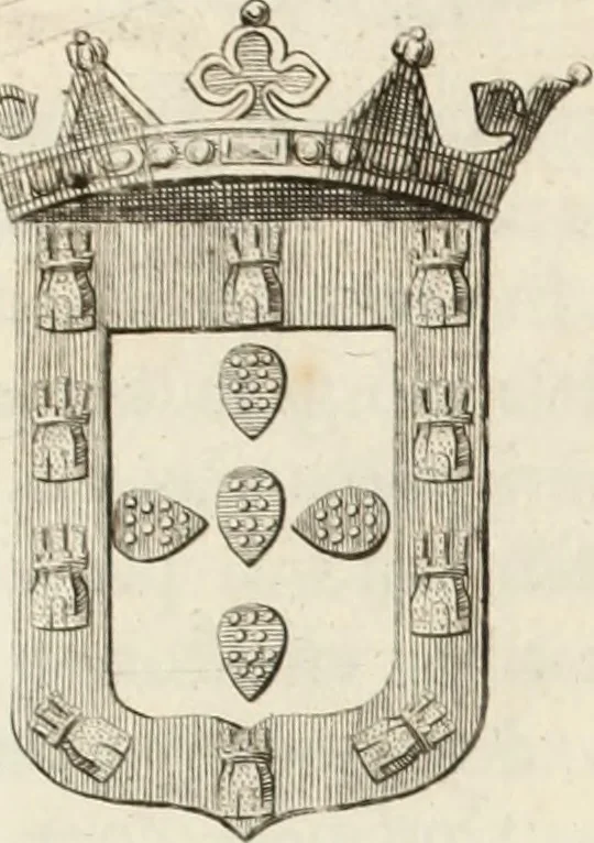 An illustration from Historia genealogica da casa real portugueza : desde a sua origem até o presente, com as familias illustres, que precedem dos reys, e dos serenissimos duques de Bragança ..., 1735, leaf 610