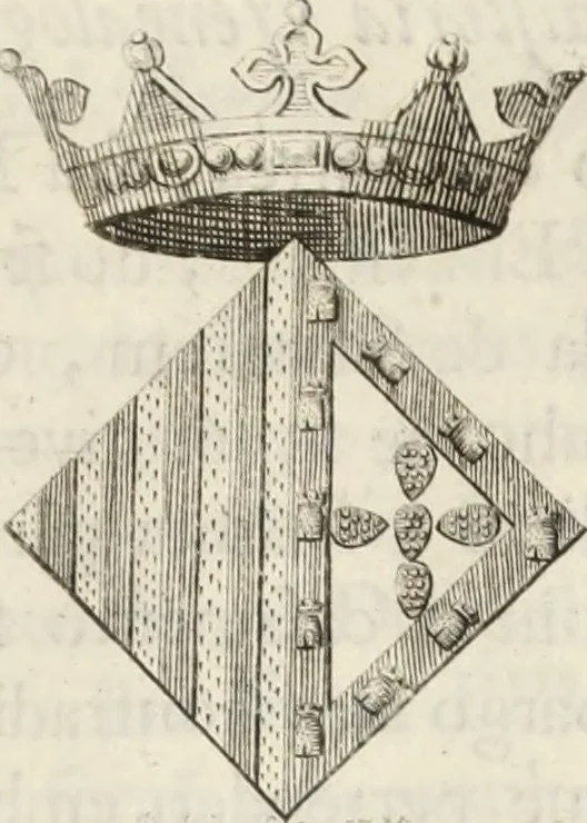 An illustration from Historia genealogica da casa real portugueza : desde a sua origem até o presente, com as familias illustres, que precedem dos reys, e dos serenissimos duques de Bragança ..., 1735, leaf 668
