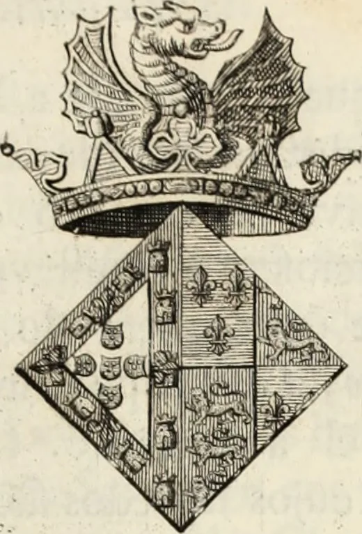 An illustration from Historia genealogica da casa real portugueza : desde a sua origem até o presente, com as familias illustres, que precedem dos reys, e dos serenissimos duques de Bragança ..., 1735, leaf 12