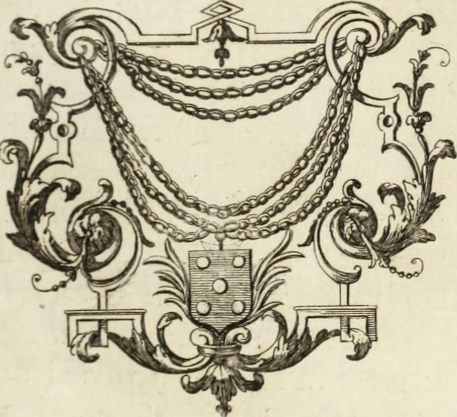 An illustration from Historia genealogica da casa real portugueza : desde a sua origem até o presente, com as familias illustres, que precedem dos reys, e dos serenissimos duques de Bragança ..., 1735, leaf 478