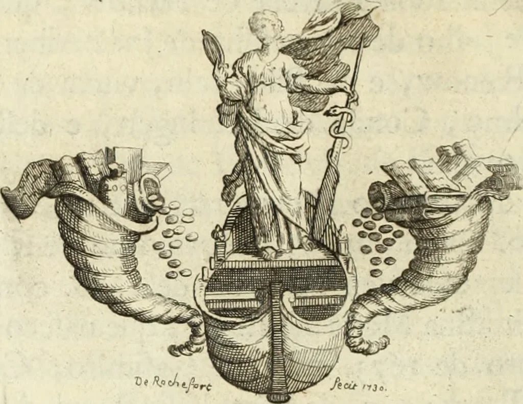 An illustration from Historia genealogica da casa real portugueza : desde a sua origem até o presente, com as familias illustres, que precedem dos reys, e dos serenissimos duques de Bragança ..., 1735, leaf 663