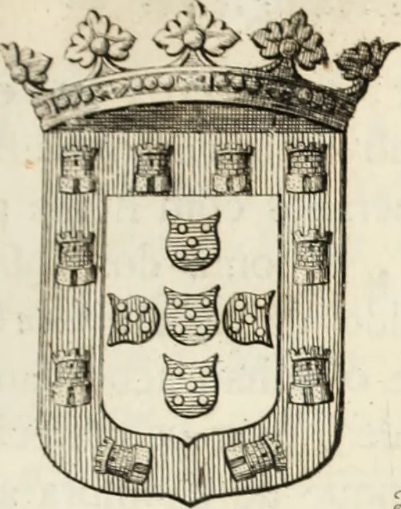An illustration from Historia genealogica da casa real portugueza : desde a sua origem até o presente, com as familias illustres, que precedem dos reys, e dos serenissimos duques de Bragança ..., 1735, leaf 80