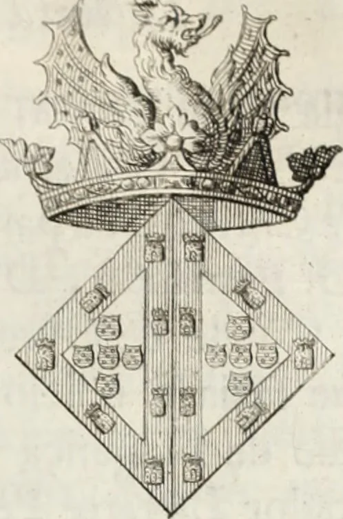 An illustration from Historia genealogica da casa real portugueza : desde a sua origem até o presente, com as familias illustres, que precedem dos reys, e dos serenissimos duques de Bragança ..., 1735, leaf 126
