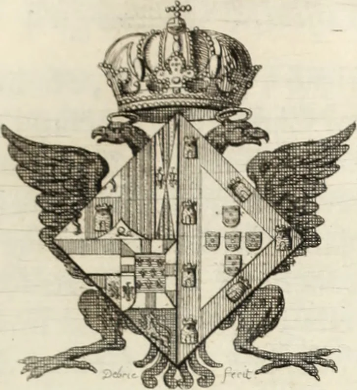 An illustration from Historia genealogica da casa real portugueza : desde a sua origem até o presente, com as familias illustres, que precedem dos reys, e dos serenissimos duques de Bragança ..., 1735, leaf 270