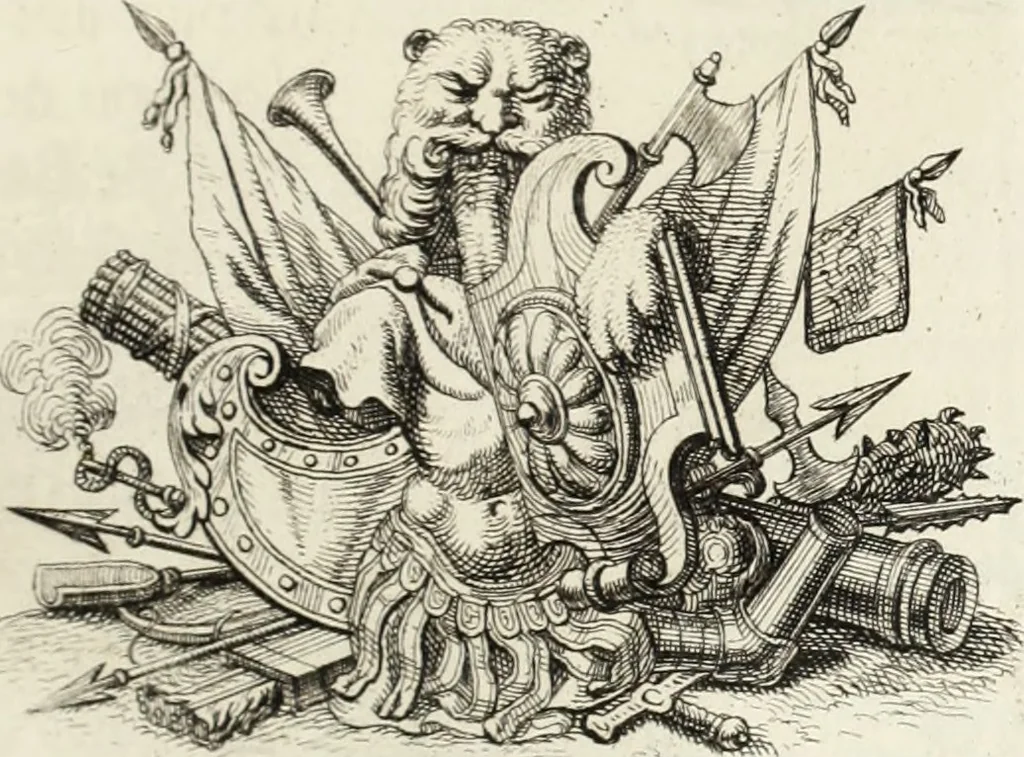 An illustration from Historia genealogica da casa real portugueza : desde a sua origem até o presente, com as familias illustres, que precedem dos reys, e dos serenissimos duques de Bragança ..., 1735, leaf 312