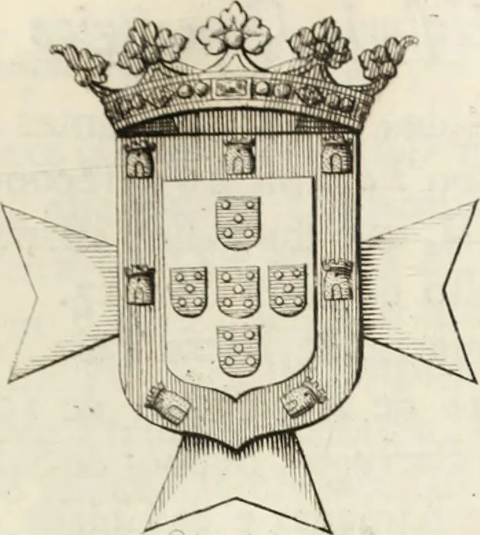 An illustration from Historia genealogica da casa real portugueza : desde a sua origem até o presente, com as familias illustres, que precedem dos reys, e dos serenissimos duques de Bragança ..., 1735, leaf 380