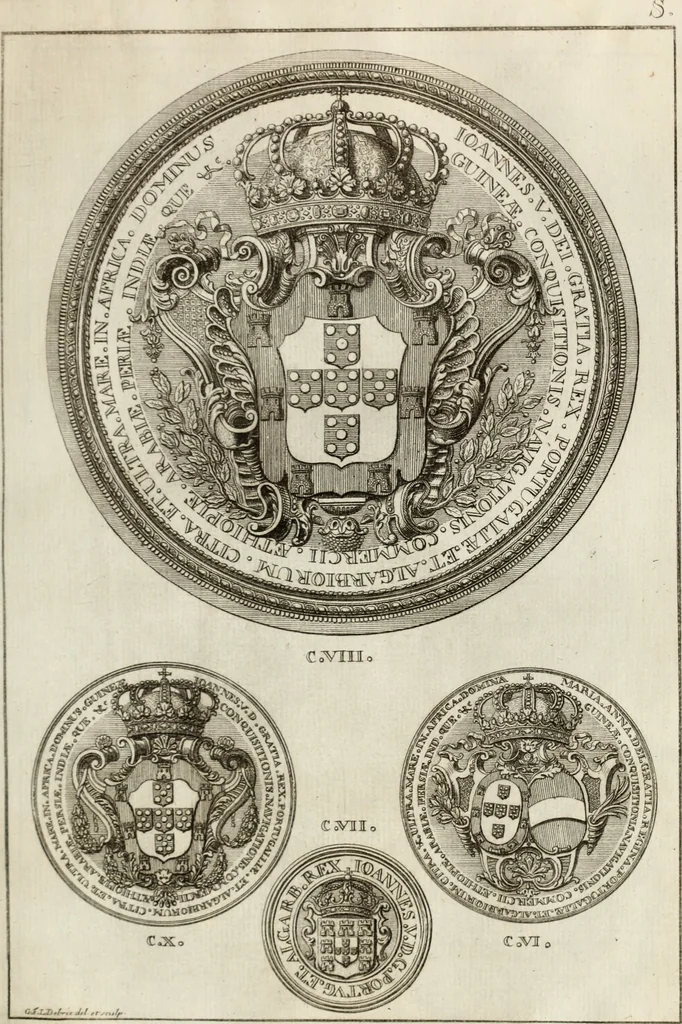 An illustration from Historia genealogica da casa real portugueza : desde a sua origem até o presente, com as familias illustres, que precedem dos reys, e dos serenissimos duques de Bragança ..., 1735, leaf 118
