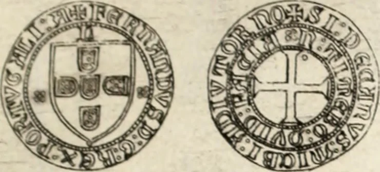An illustration from Historia genealogica da casa real portugueza : desde a sua origem até o presente, com as familias illustres, que precedem dos reys, e dos serenissimos duques de Bragança ..., 1735, leaf 520