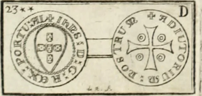 An illustration from Historia genealogica da casa real portugueza : desde a sua origem até o presente, com as familias illustres, que precedem dos reys, e dos serenissimos duques de Bragança ..., 1735, leaf 524