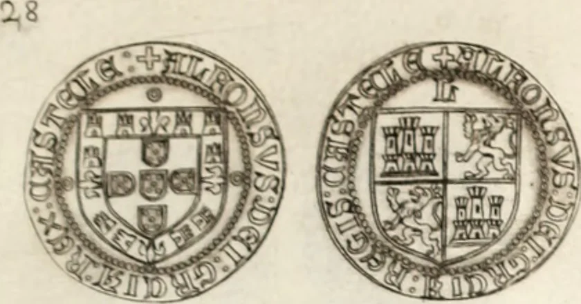 An illustration from Historia genealogica da casa real portugueza : desde a sua origem até o presente, com as familias illustres, que precedem dos reys, e dos serenissimos duques de Bragança ..., 1735, leaf 526