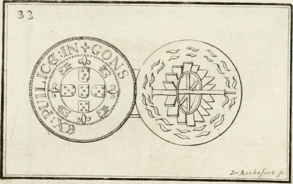 An illustration from Historia genealogica da casa real portugueza : desde a sua origem até o presente, com as familias illustres, que precedem dos reys, e dos serenissimos duques de Bragança ..., 1735, leaf 526
