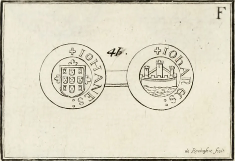 An illustration from Historia genealogica da casa real portugueza : desde a sua origem até o presente, com as familias illustres, que precedem dos reys, e dos serenissimos duques de Bragança ..., 1735, leaf 528