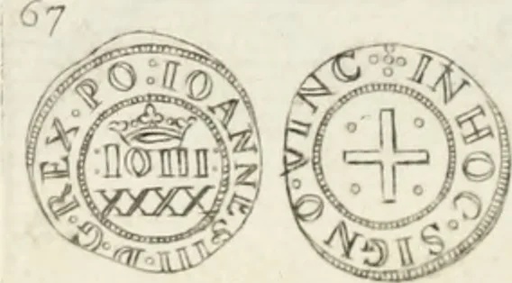 An illustration from Historia genealogica da casa real portugueza : desde a sua origem até o presente, com as familias illustres, que precedem dos reys, e dos serenissimos duques de Bragança ..., 1735, leaf 534