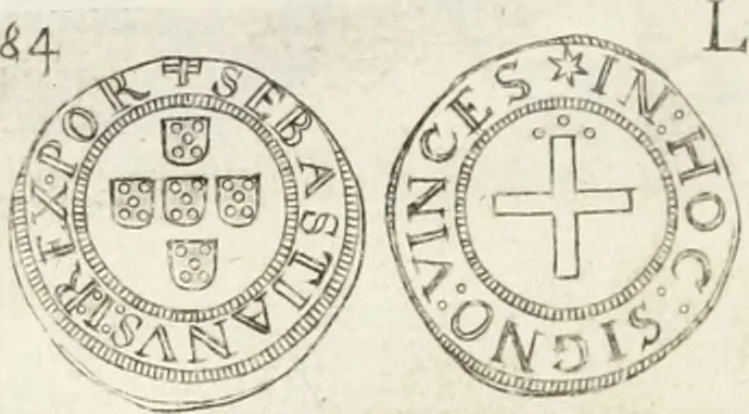 An illustration from Historia genealogica da casa real portugueza : desde a sua origem até o presente, com as familias illustres, que precedem dos reys, e dos serenissimos duques de Bragança ..., 1735, leaf 538