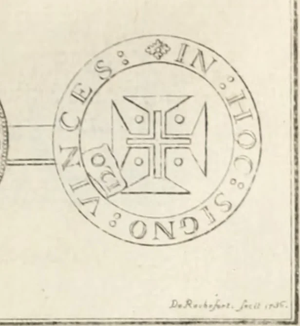 An illustration from Historia genealogica da casa real portugueza : desde a sua origem até o presente, com as familias illustres, que precedem dos reys, e dos serenissimos duques de Bragança ..., 1735, leaf 540