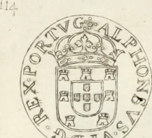 An illustration from Historia genealogica da casa real portugueza : desde a sua origem até o presente, com as familias illustres, que precedem dos reys, e dos serenissimos duques de Bragança ..., 1735, leaf 546