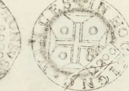 An illustration from Historia genealogica da casa real portugueza : desde a sua origem até o presente, com as familias illustres, que precedem dos reys, e dos serenissimos duques de Bragança ..., 1735, leaf 548