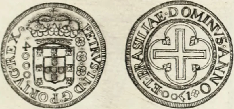 An illustration from Historia genealogica da casa real portugueza : desde a sua origem até o presente, com as familias illustres, que precedem dos reys, e dos serenissimos duques de Bragança ..., 1735, leaf 550