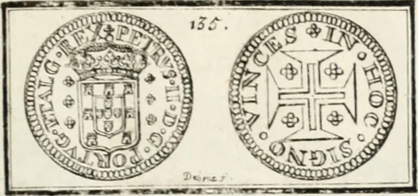 An illustration from Historia genealogica da casa real portugueza : desde a sua origem até o presente, com as familias illustres, que precedem dos reys, e dos serenissimos duques de Bragança ..., 1735, leaf 552