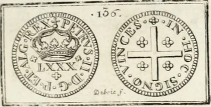 An illustration from Historia genealogica da casa real portugueza : desde a sua origem até o presente, com as familias illustres, que precedem dos reys, e dos serenissimos duques de Bragança ..., 1735, leaf 552