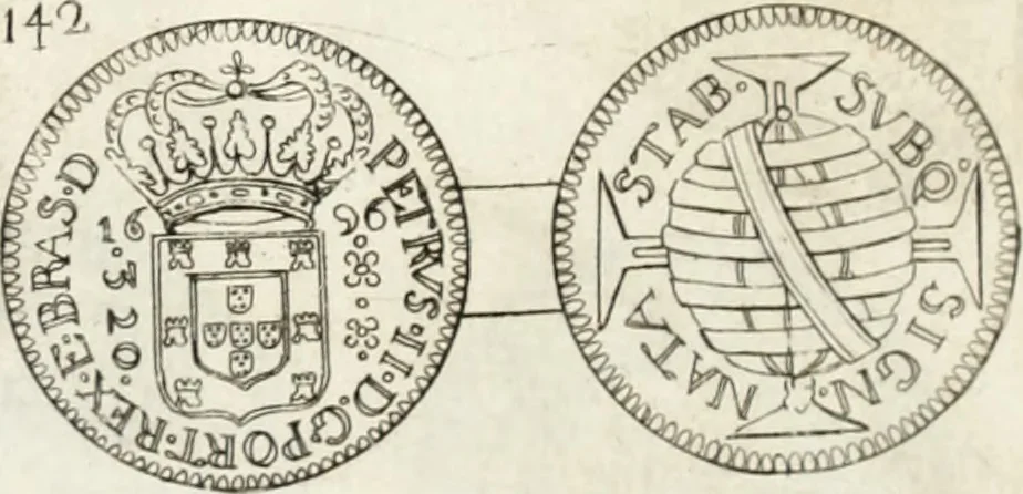 An illustration from Historia genealogica da casa real portugueza : desde a sua origem até o presente, com as familias illustres, que precedem dos reys, e dos serenissimos duques de Bragança ..., 1735, leaf 552