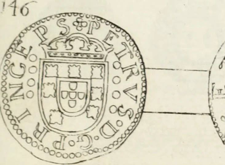 An illustration from Historia genealogica da casa real portugueza : desde a sua origem até o presente, com as familias illustres, que precedem dos reys, e dos serenissimos duques de Bragança ..., 1735, leaf 554