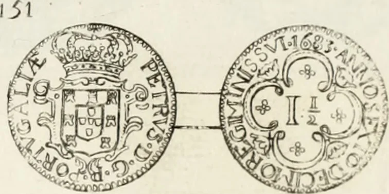 An illustration from Historia genealogica da casa real portugueza : desde a sua origem até o presente, com as familias illustres, que precedem dos reys, e dos serenissimos duques de Bragança ..., 1735, leaf 554