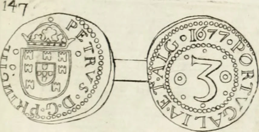 An illustration from Historia genealogica da casa real portugueza : desde a sua origem até o presente, com as familias illustres, que precedem dos reys, e dos serenissimos duques de Bragança ..., 1735, leaf 554