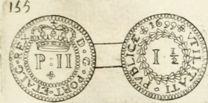 An illustration from Historia genealogica da casa real portugueza : desde a sua origem até o presente, com as familias illustres, que precedem dos reys, e dos serenissimos duques de Bragança ..., 1735, leaf 556