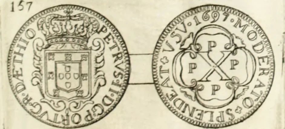An illustration from Historia genealogica da casa real portugueza : desde a sua origem até o presente, com as familias illustres, que precedem dos reys, e dos serenissimos duques de Bragança ..., 1735, leaf 556